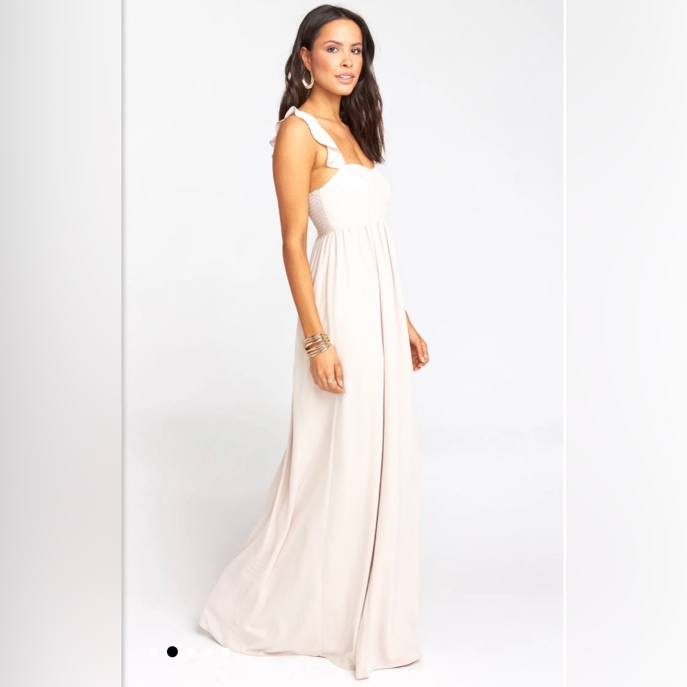Show Me Your MuMu June Maxi Dress in color ‘Show Me the Ring Crisp’